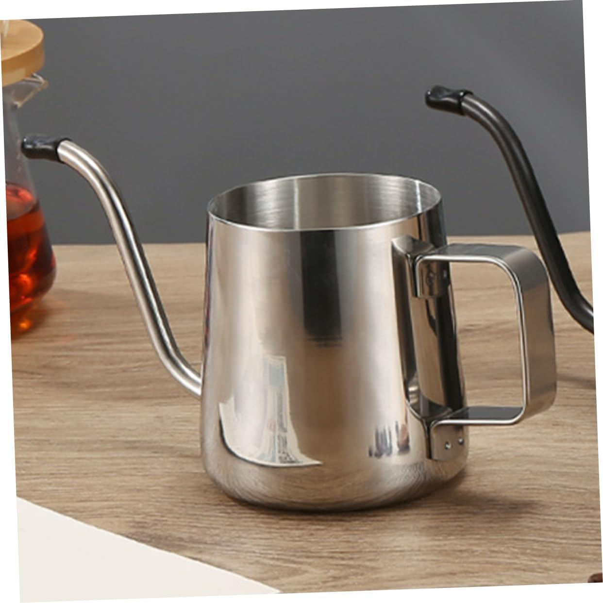 Ipetboom Stainless Steel Coffee Kettle with Sealing Lid 600Ml Long Spout Drip Pot Office Coffee Supplies Multi-Use Metal Kettle and Tea image number 3