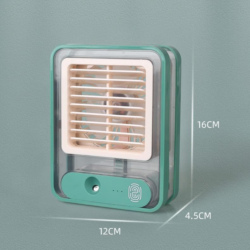 Portable Personal Air Conditioner Fan Mini Air Cooler Desk Fan USB Rechargeable (Green) image number 4