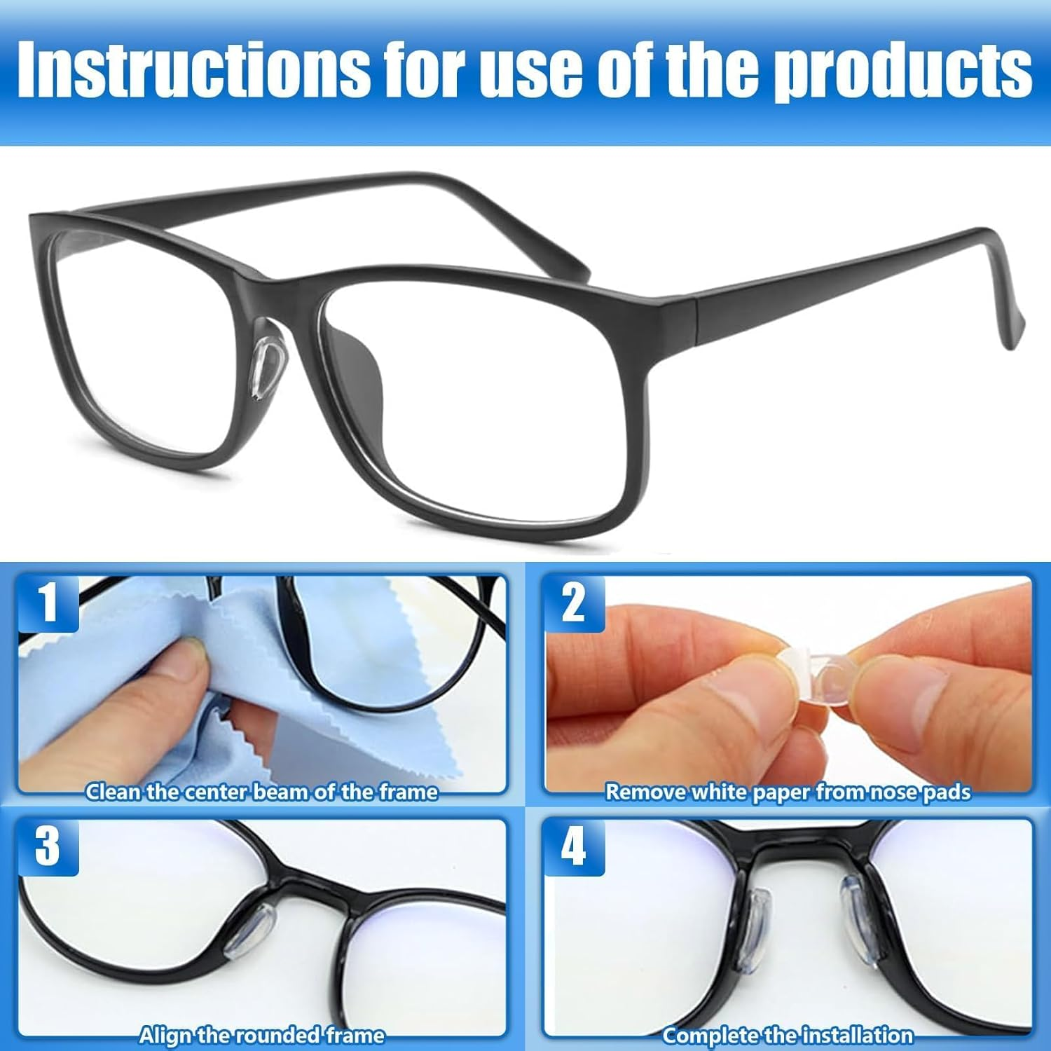 Eyeglass Nose Pads, 10 Pairs Self-Adhesive anti Slip Glasses Nose Pads, Soft Silicone Air Chamber Nose Pads for Replace Nose Pads and Repair Glasses (10 Pairs,Clear) image number 1