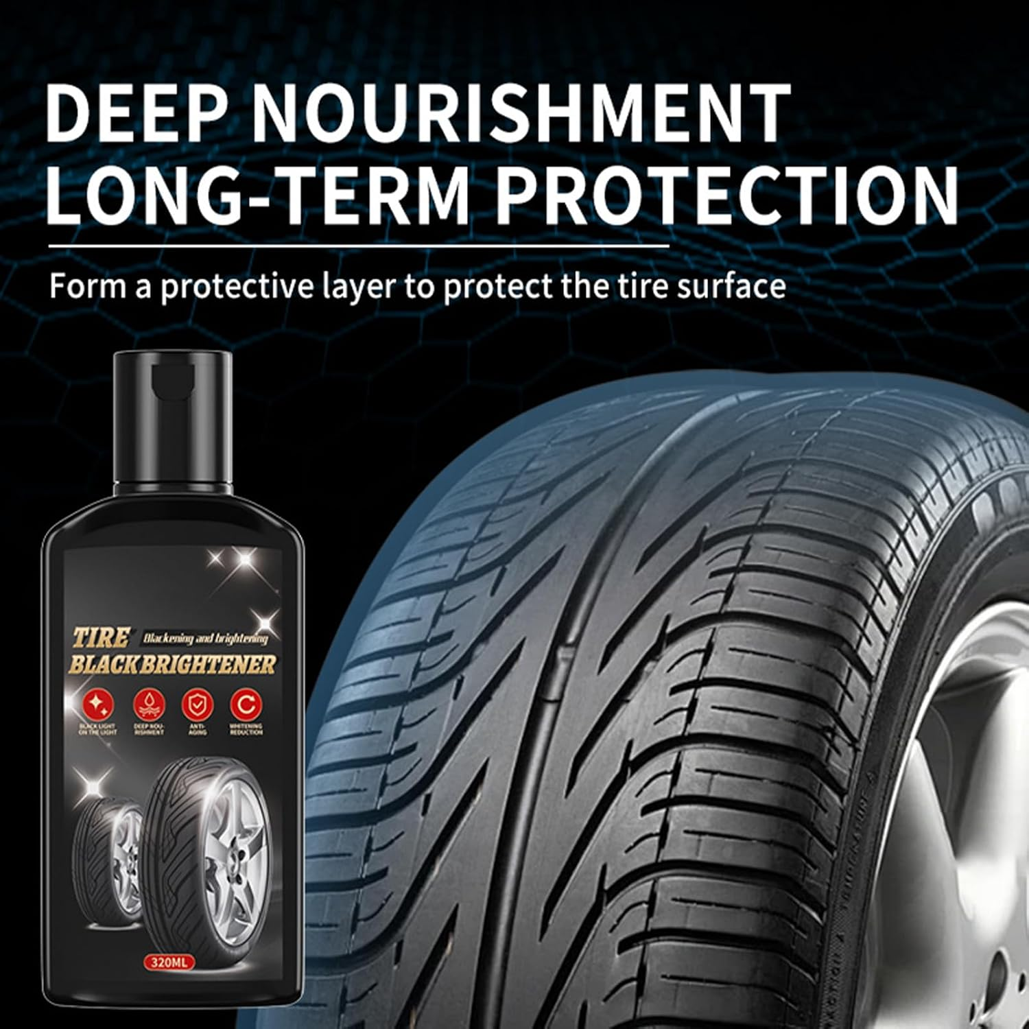 Wheel Shine for Car Tires | Quick Drying 320Ml Restorer - Wheel Detailing Shine Coating,For Automotive Rims Protection Vehicle Motorcycle Truck Detailing Car Maintenance image number 2