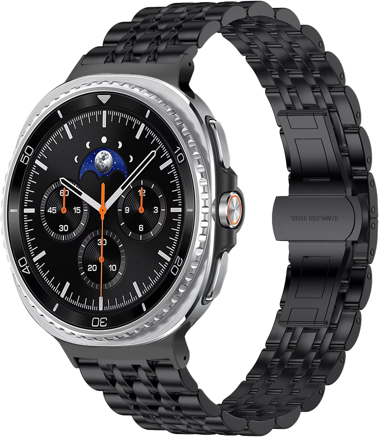 Hinnwer Strap for Samsung Galaxy Watch 8 40 Mm 44 Mm/8 Classic 46 Mm, Replacement Wristbands Stainless Steel Metal Replacement Bracelets Adjustable Bracelet for Samsung Galaxy Watch 8 Classic 46 Mm