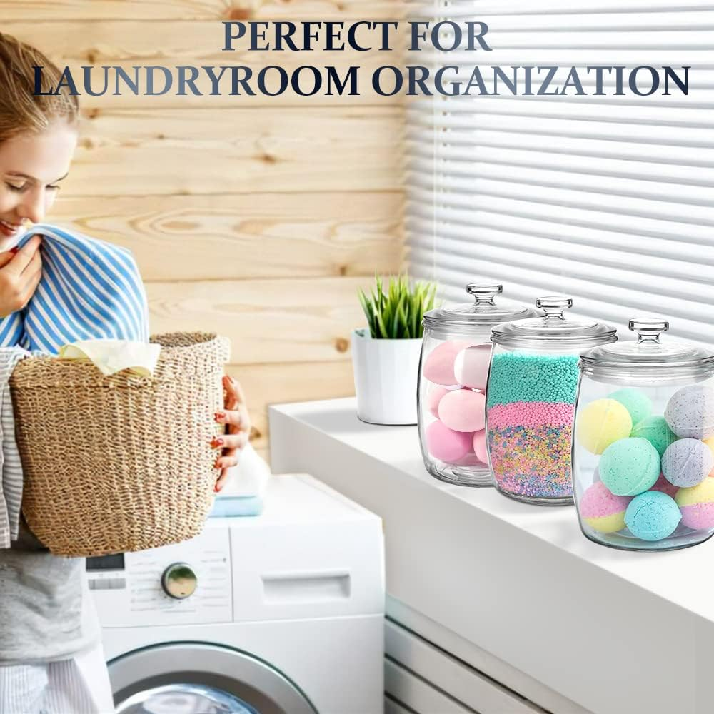 Folinstall Wide Mouth Apothecary Jar with Lid, 0.5 Gallon Glass Jar for Kitchen Storage and Laundry Room Organization, 72 Oz Clear Glass Container for Cookie, Candy, Sugar, Flour, Nuts image number 6