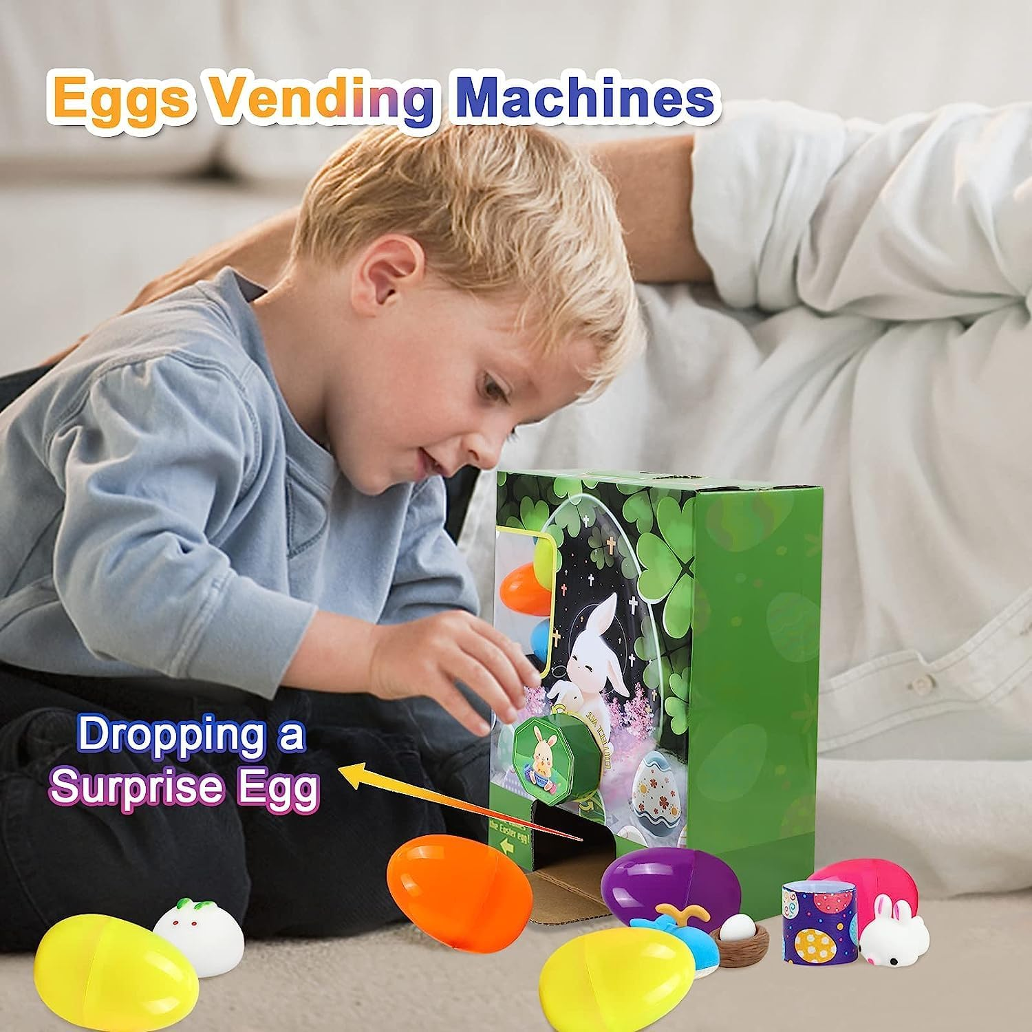 Moomoo Baby Prefilled Easter Eggs with Toys inside Colorful Bright Plastic Easter Egg, Perfect for Easter Egg Hunt, Easter Basket Stuffers Fille, 24PCS image number 5