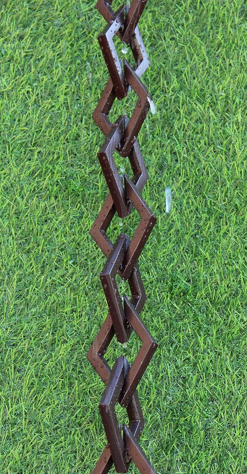 Diamond Links Rain Chain (Bronze Powder-Coat) with Installation Kit (8 Feet) image number 1