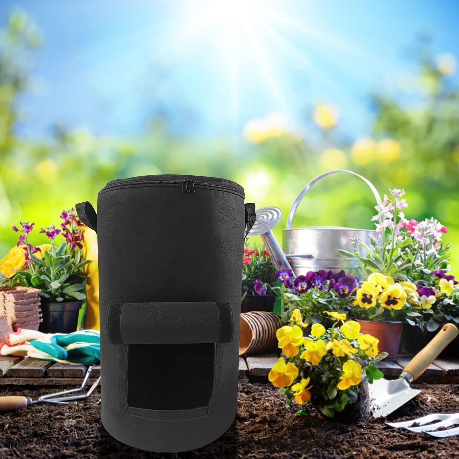 Compost Bin | Aerating Outdoor Compost Box,Organic Compost Bag Home Garden Bags for Lawn Garden Waste image number 5