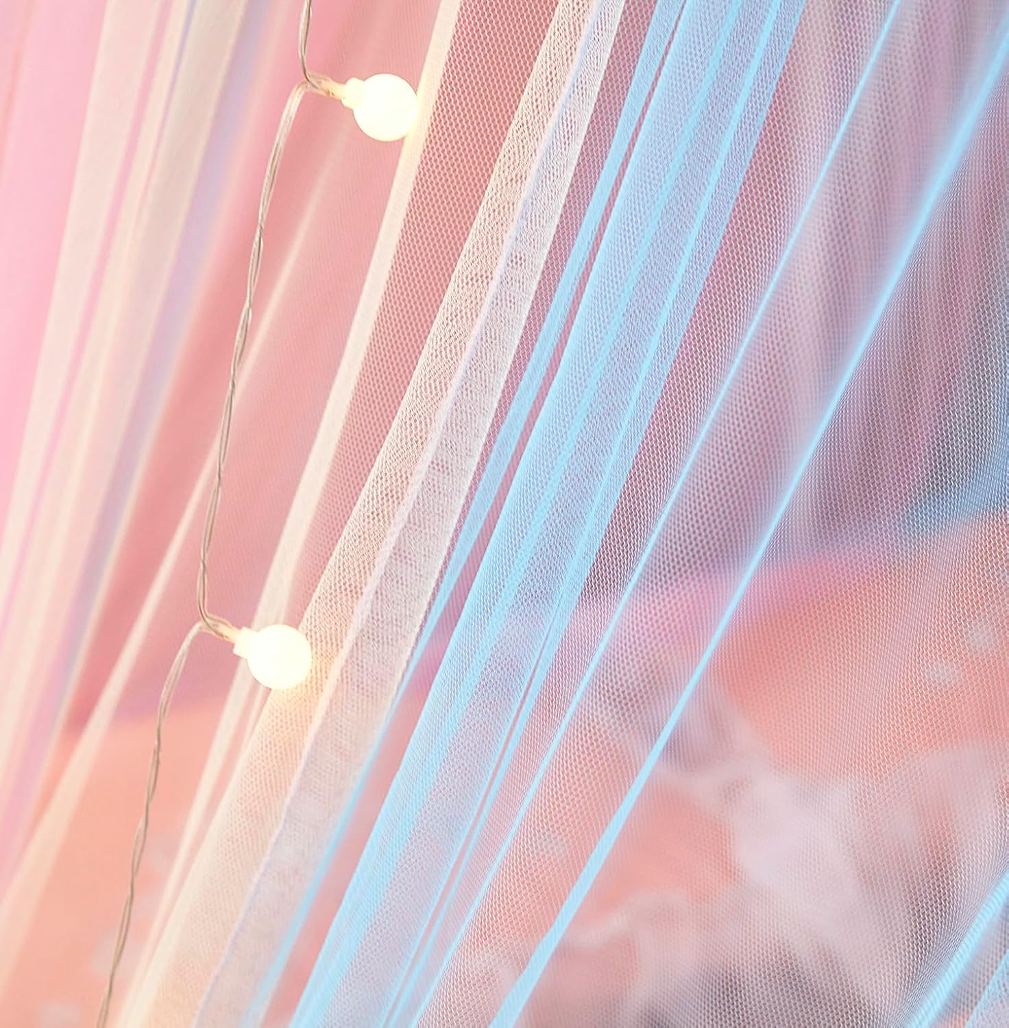 Rainbow Bed Canopy for Girls, Bed Canopy with Lights Canopy for Girls Room Bed Mosquito Netting for Twin Single Full Queen King Size Bed Room Decor for Girls image number 6