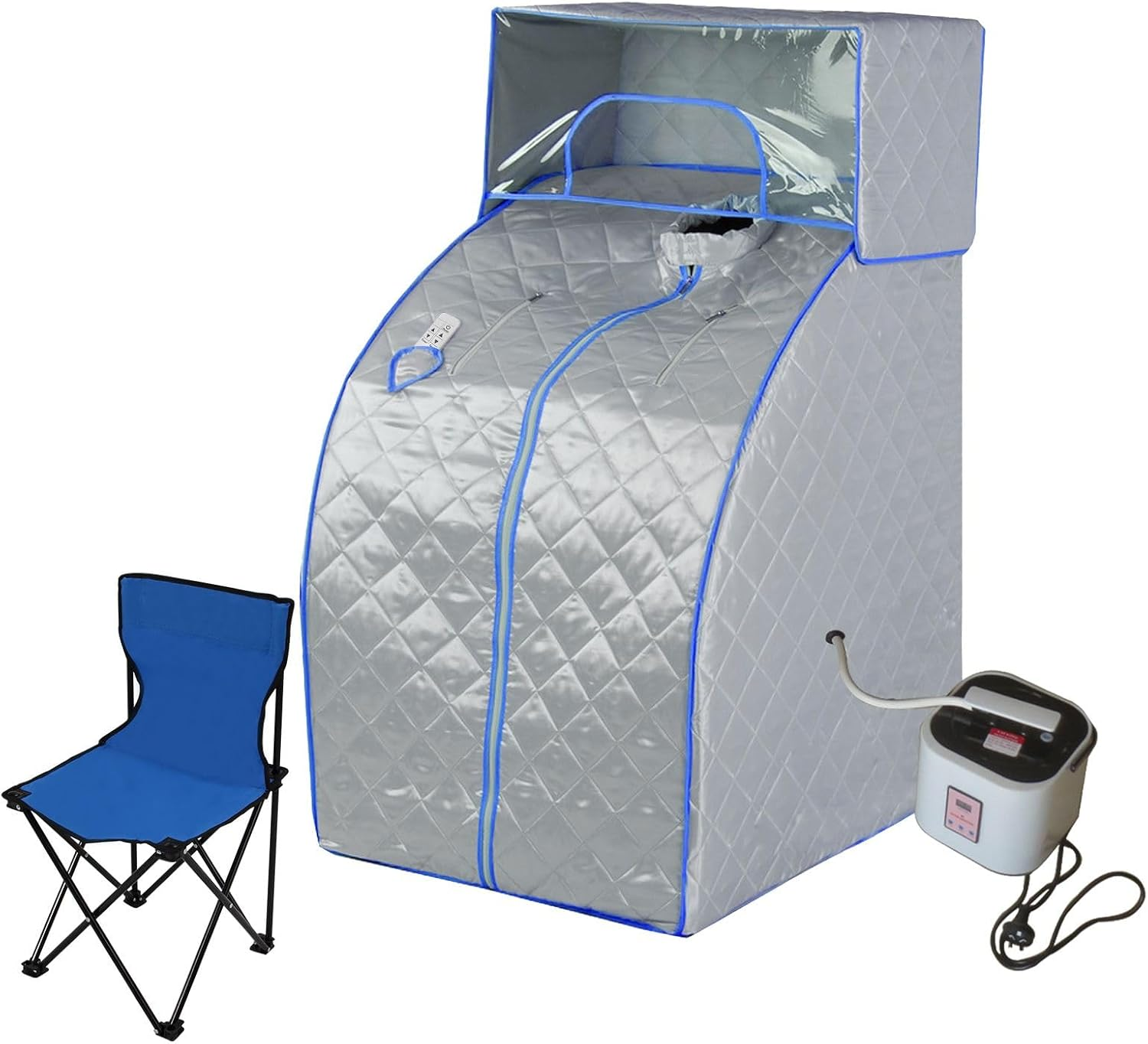 Portable Steam Sauna Box with Head Cover, Portable Sauna for Home with Folding Chair and Mat, Personal Steam Sauna Tent for Home Spa image number 2