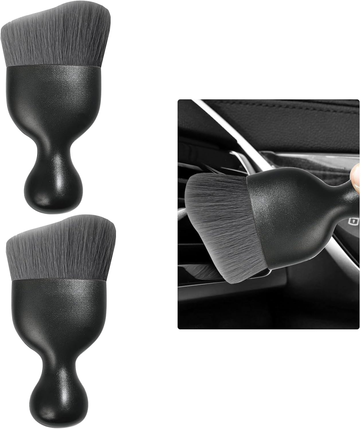 Car Detailing Brush, Curved Soft Bristles Auto Removal Dust Collectors, Universal Vehicle Dashboard, Air Conditioner Vents, Interior Cleaning Tool Accessories (1, White/Purple)