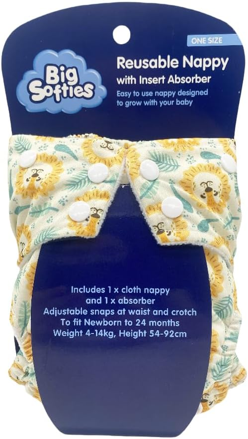 Big Softies Reusable Nappy with Insert Absorber-Lion image number 1