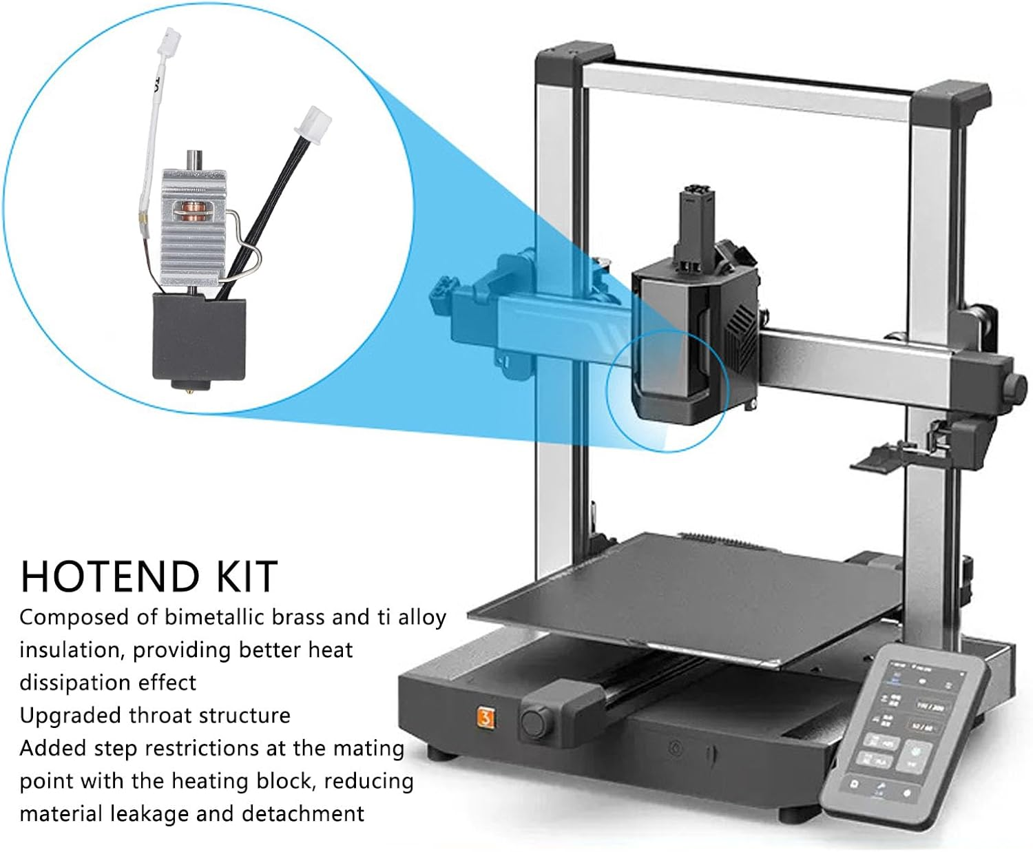 3D Printer Hotend for Kobra 3, 0.4Mm Brass Nozzle Hotend Extruder Hot End Kit, Hot End Print Head Extruder Kit for Kobra 3 3D Printer Accessories image number 5