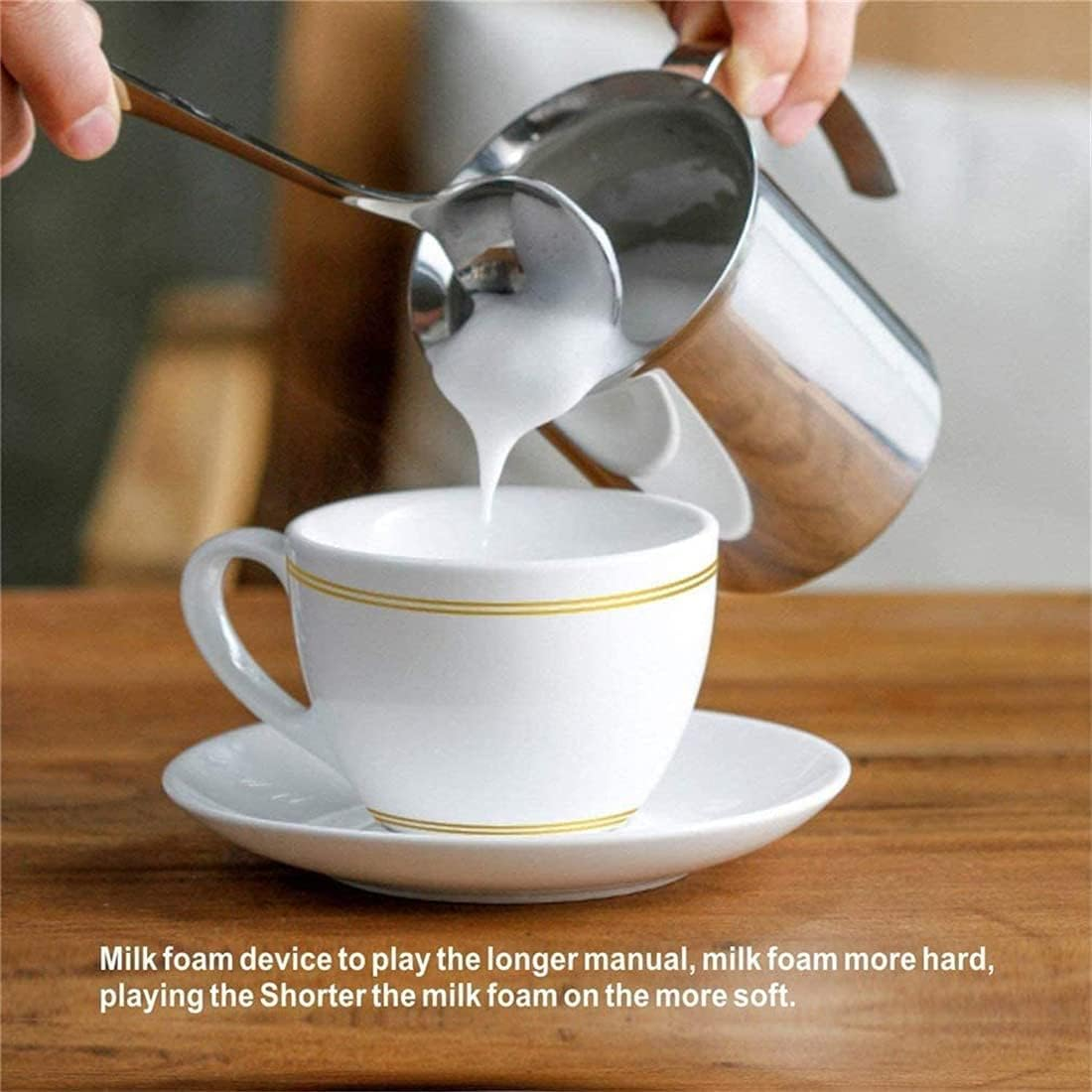 Stainless Steel Manual Milk Frother, Hand Pump Milk Foamer with Filter Screen for Cappuccino Coffee Latte Hot Chocolate, 14-Ounce Capacity (400Ml) image number 4