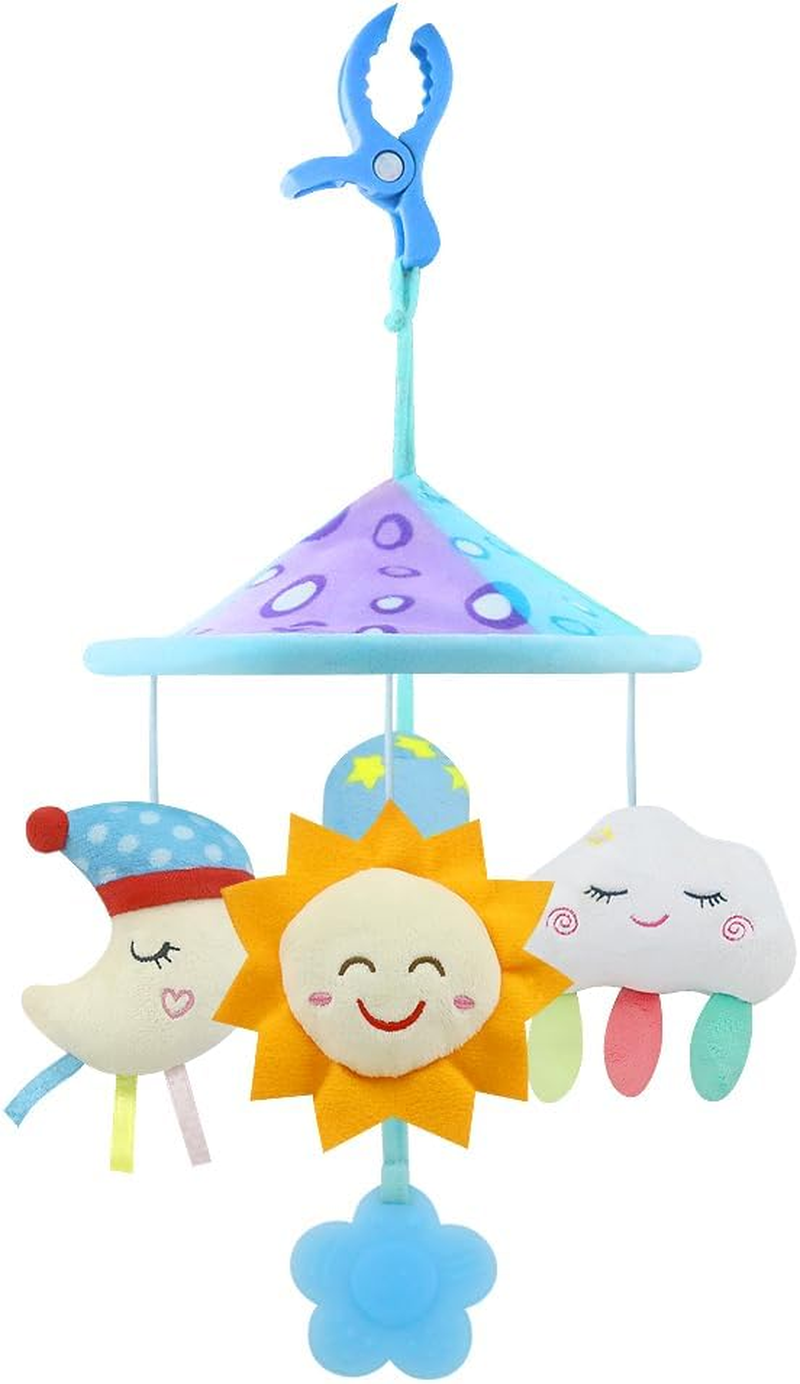 Baby Pram Mobile Toy, Stroller Toys with Soft Rattle for 0 Months+ (Sky)