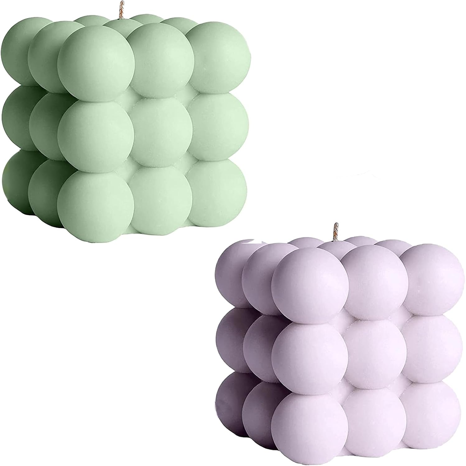 2 Pieces Bubble Candle Soy Wax Scented Candle for Bedroom, Dorm, Bathroom, Home - Scented Candle Set of 2 Pieces for Gifting, Decorating 2.2" W X 2.36" H (Green + Purple)