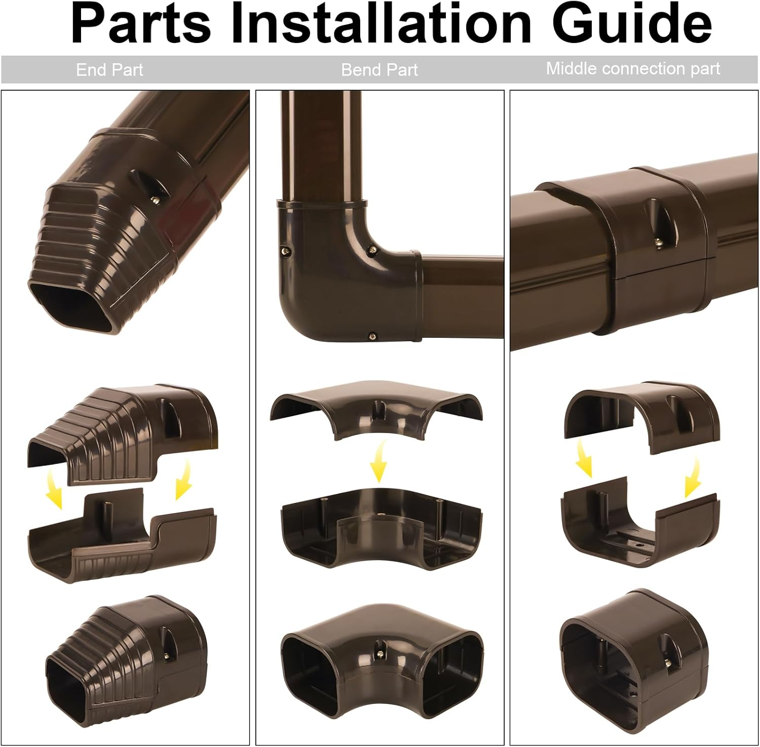 GUEQUITLEX 3" W 16.1 Ft Line Set Cover Kit for Mini Split Air Conditioner Brown Decorative PVC Line Cover Kit for Central Air Conditioner Mini Split AC Cover for outside Heat Pumps Tubing Cover image number 2