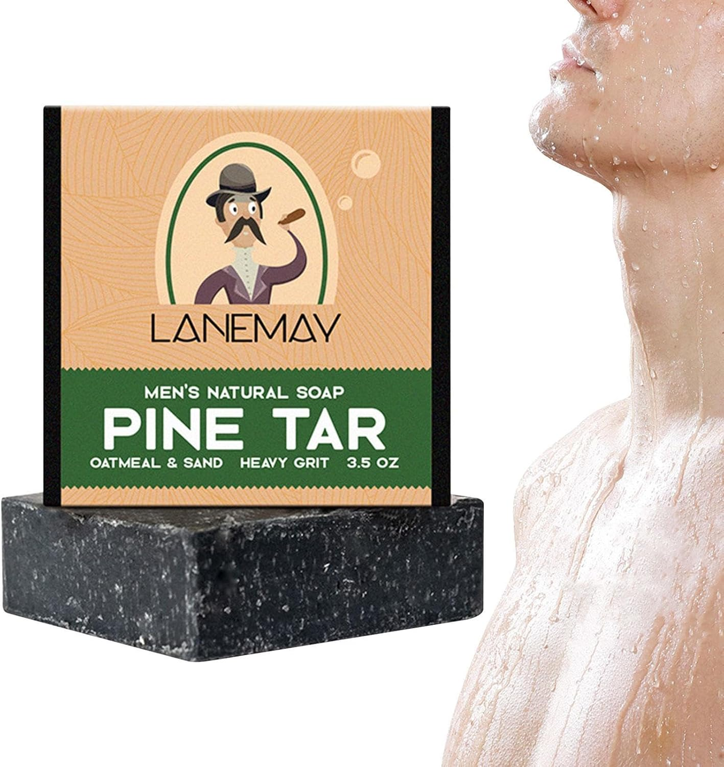 Pine Tar Soap | Men'S Pine Tar Soap,Cold Process Pine Tar Soap for Men, Handmade Natural Bar Soap for Men for Skin Dirt and Oil Puchen image number 2