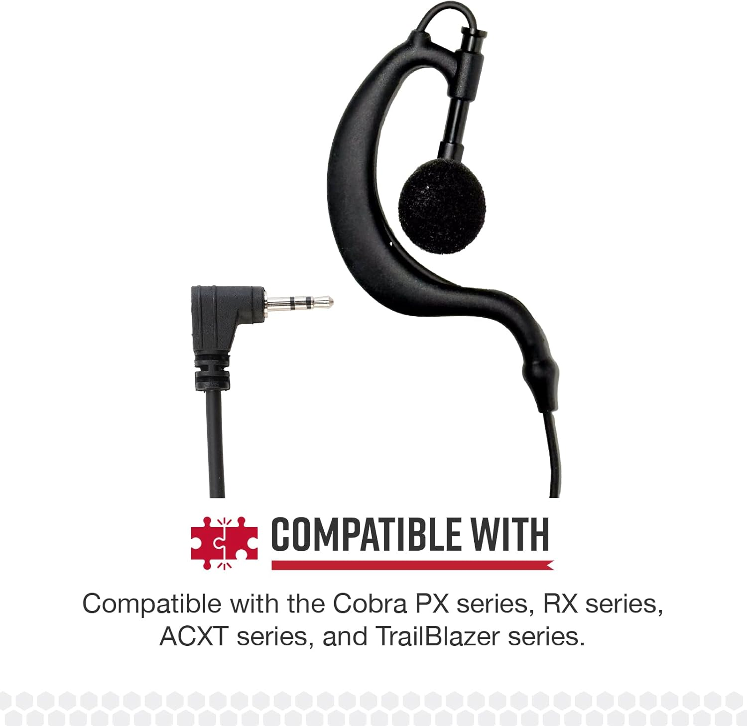 Cobra 2.5Mm C-Style In-Ear Headset with Foam Earpiece, Black image number 2