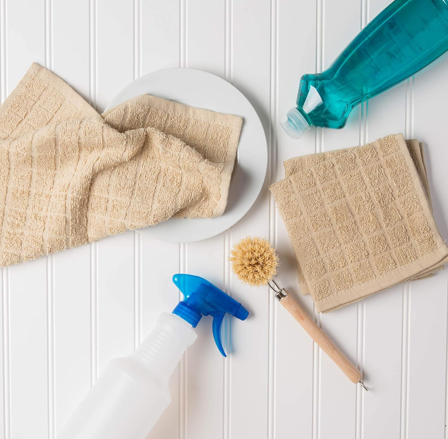 DII Basic Terry Collection Solid Windowpane Dishcloth Set, 12X12, Pebble, 6 Piece - Avocado image number 2