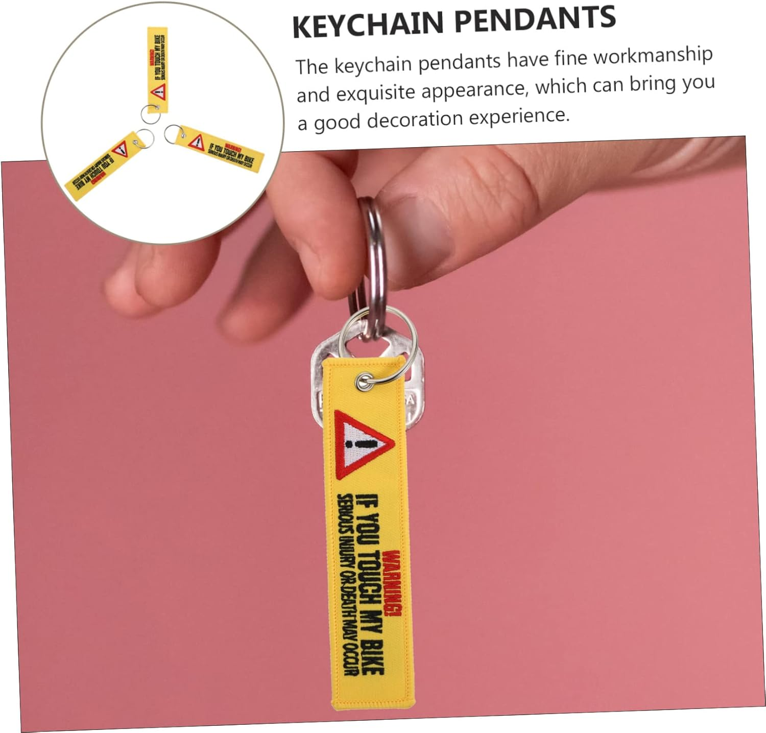Operitacx 3Pcs Key Chain Detachable Key Tags Hazard Warning Bike Signs Personal Motorcycle Keychain Retractable Sports Bike Keychain Car Exercie Bikes Key Ring Pendant Name Charm Polyester image number 5