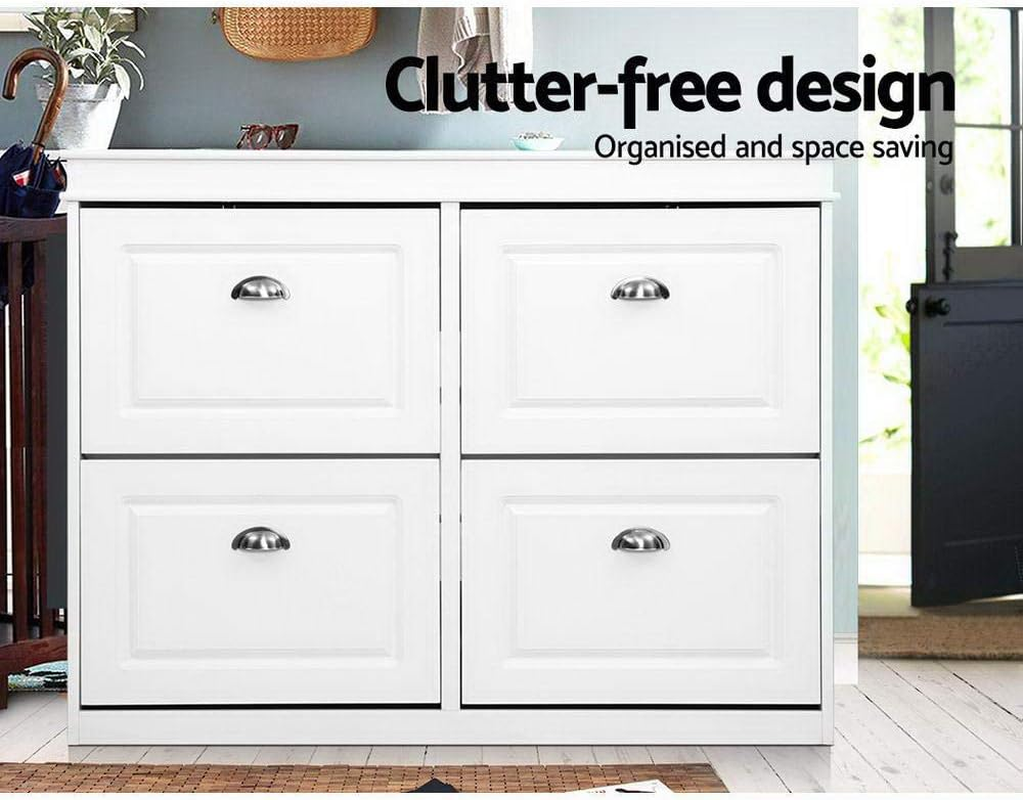 Artiss Shoe Cabinet Shoes Storage Rack Organiser White Shelf Cupboard 24 Pairs Organizer Footwear Display Stand Closet Holder Unit Solution Furniture System Space Capacity Design Convenience image number 4