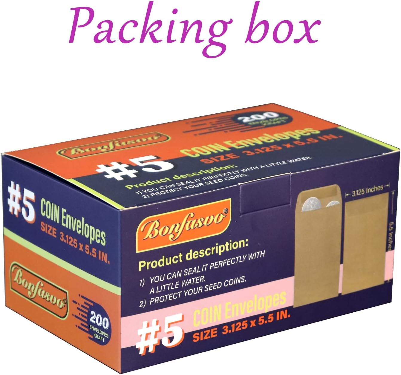 200 Pack #5 Kraft Coin Envelope 3.125 X 5.5 Inches Kraft Envelopes Classic Small Parts Envelopes with Self Adhesive Gummed Flap for Coins Cash Credit Cards Seeds image number 5