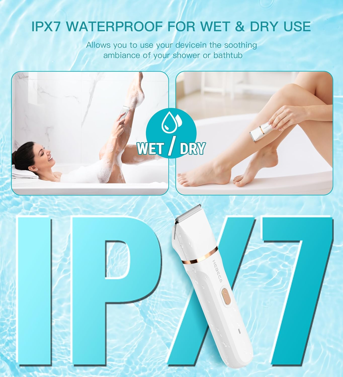 HEBECA Bikini Trimmer for Women, 3In1 Electric Razor for Women with Facial Trimmers & Intimate Shaver for Sensitive Skin, Waterproof Wet & Dry Use Rechargeable Pubic Hair Trimmer Removal image number 3