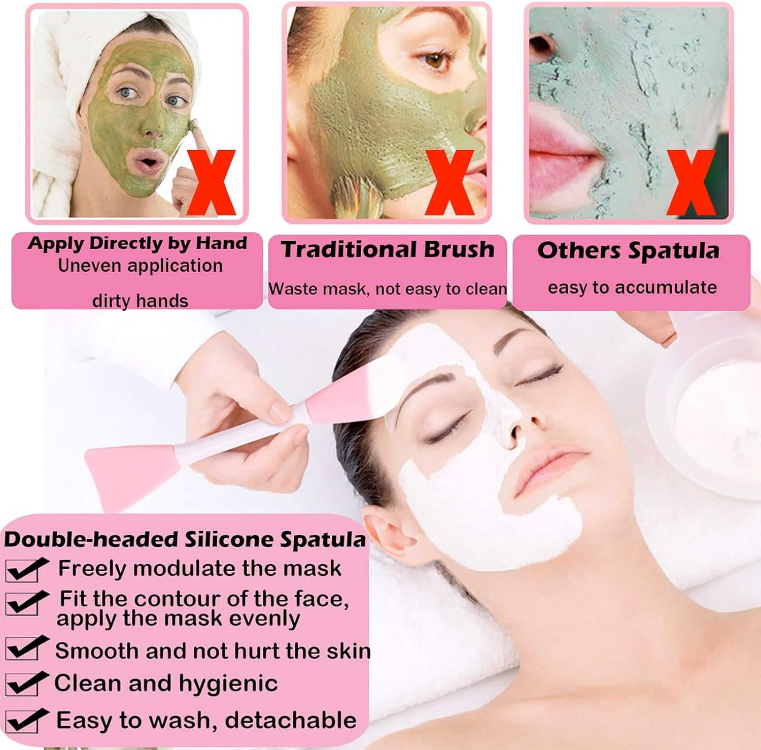 Silicone Face Mask Brush, Facial Mud Mask Applicator Brush Flexible for Applying Facial Mask,Sleeping Mask,Clay Mask,Body Lotion Mask Beauty Tools Makeup Brushes Applicator image number 4