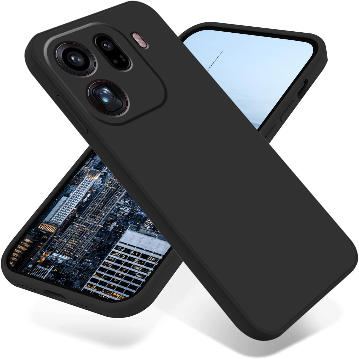 Wousunly for Oppo Find X9 Case Liquid Silicone TPU, Mobile Phone Case for Oppo Find X9 Thin Scratch-Resistant Soft Shockproof (Black)