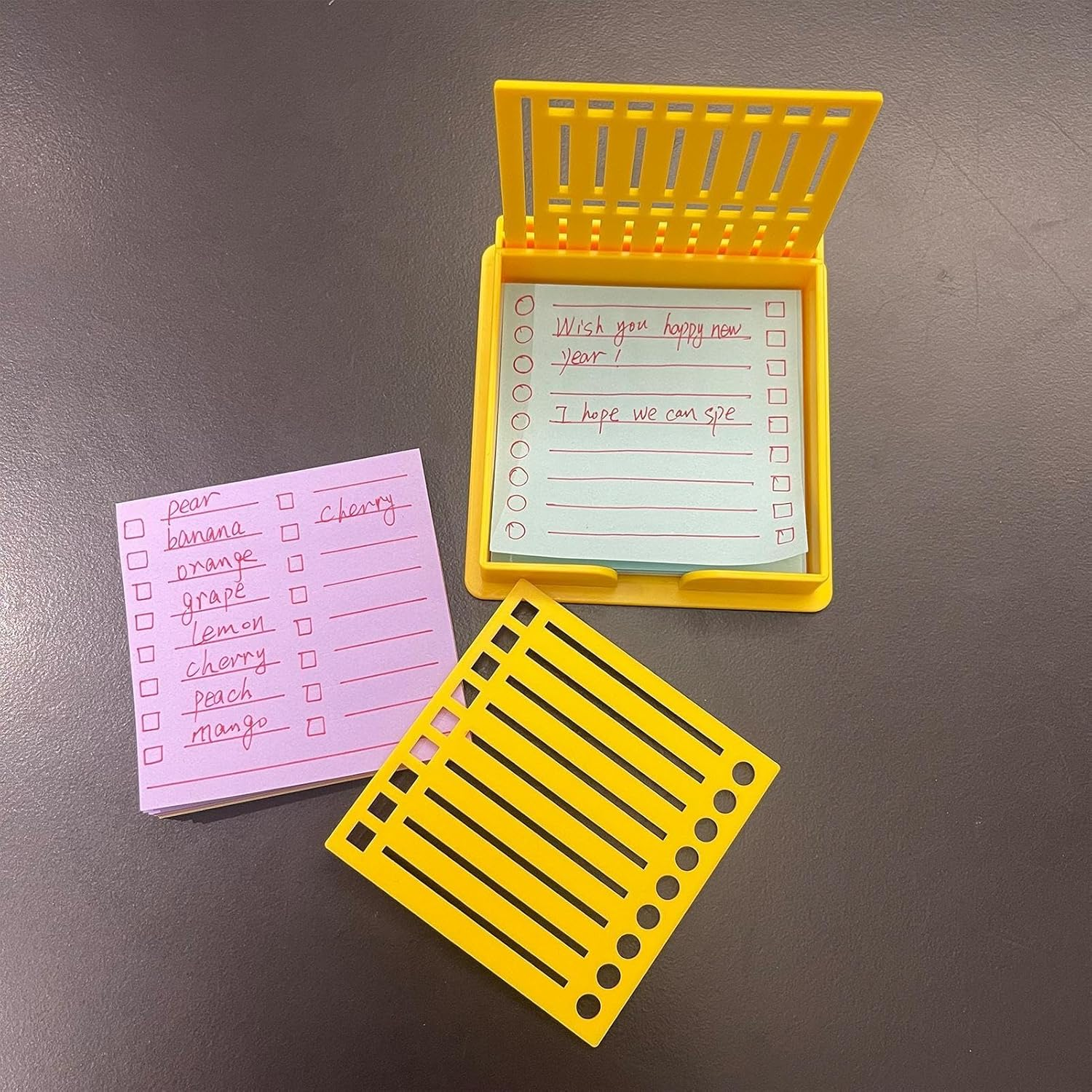 4Pieces Sticky Note Holder | Sticky Note Stencil | Note Dispenser | Double Insert Template Storage Box | Self-Adhesive Notes Pad | School Supplies Desk Accessories image number 4