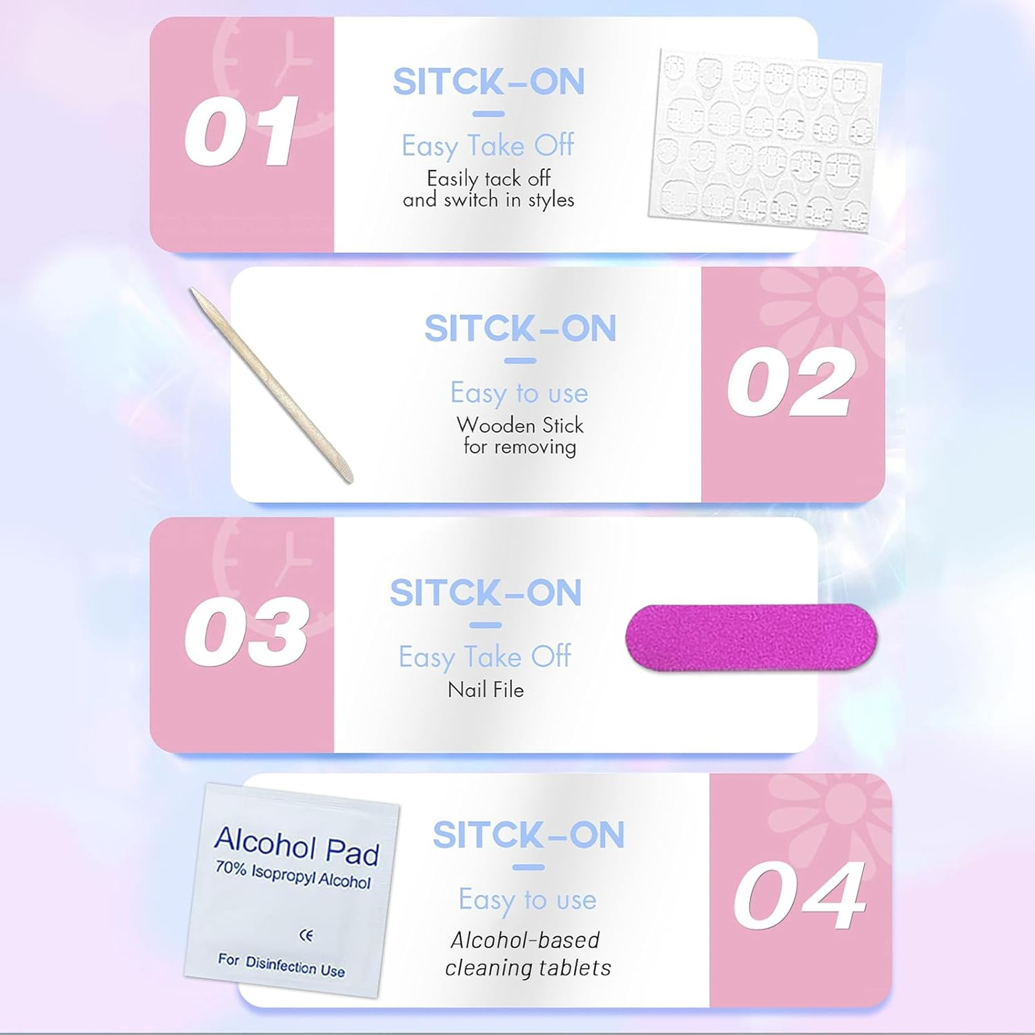 TELAIN Spring Butterfly Flower Press-On Nails Extra Long Ballerina False Nails Matte Square Acrylic Full Cover Plastic Glue Nails for Women Girls DIY Nail Design image number 6