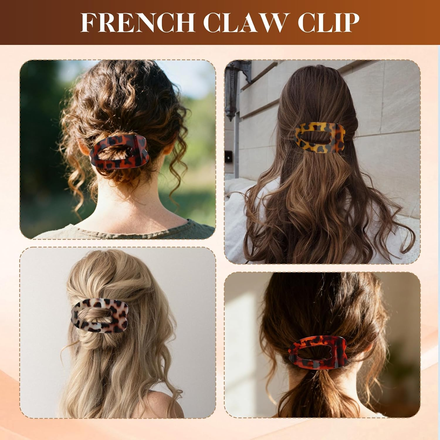 Auroriel 4 Pieces Flat Hair Clips for Women Girls Shiny Flat Crab Clips Firm Hold Hair Clips for All Hair Types Large Hair Crab Clips for Daily Use