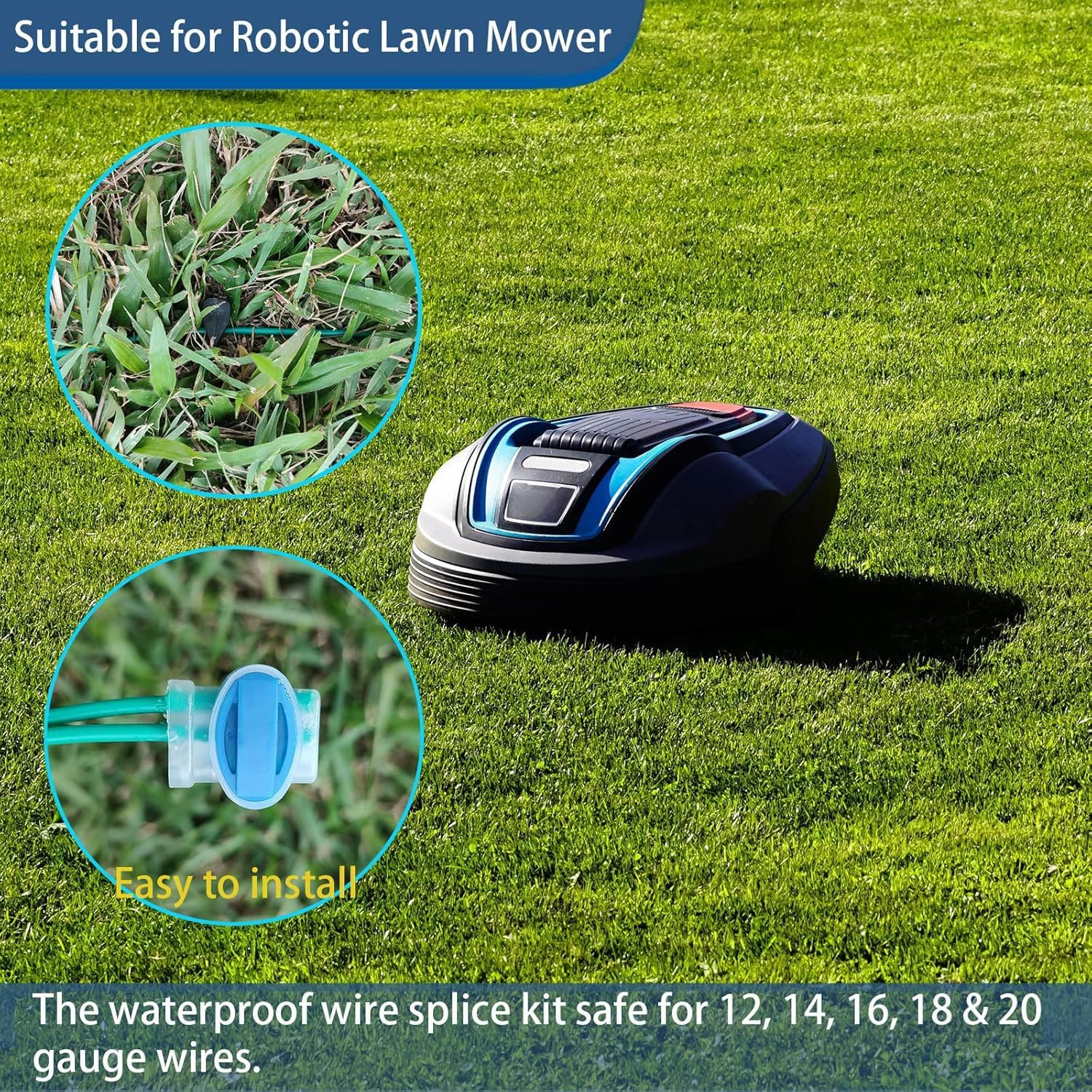 3 Way Wire Connectors Locks Wire Connectors, Electrical IDC 314-Box Wire Connectors Self-Stripping Pigtail Connectors,Crimp Gel Filling Robot Lawn Mower Outdoor Garden Irrigation Application(20Pcs) image number 3