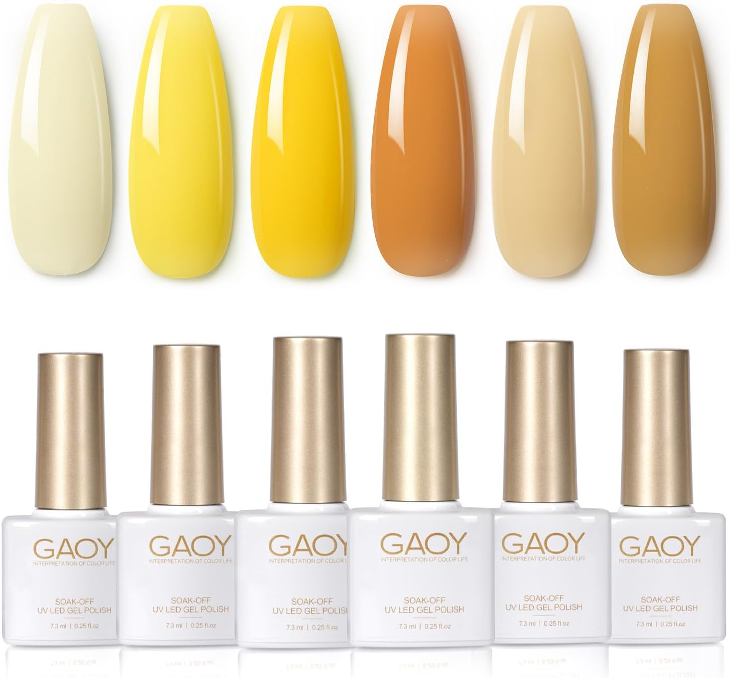 GAOY Nude Brown Fall Gel Nail Polish Set, 6 Colors White Beige Dark Tan Taupe Soak off UV Light Cure Gel Polish Kit for Salon and Nail Art DIY at Home - Classic Collection image number 7