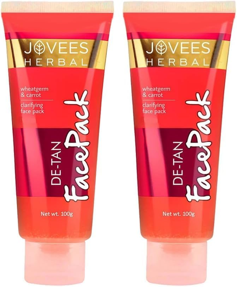 Jovees Herbal De-Tan Face Pack for Women/Men| Tan Removal and Skin Brightening | Natural Ingredients |100 GM (Pack of 2) New