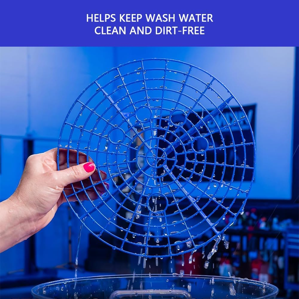 Grit Guard Insert &ndash; 2-Pack Automotive Bucket Insert for Car Wash, Removes Dirt & Debris from Wash Mitt, Microfiber, Sponges & Cloths, Blue, Grit Trap for Detail Kits image number 6