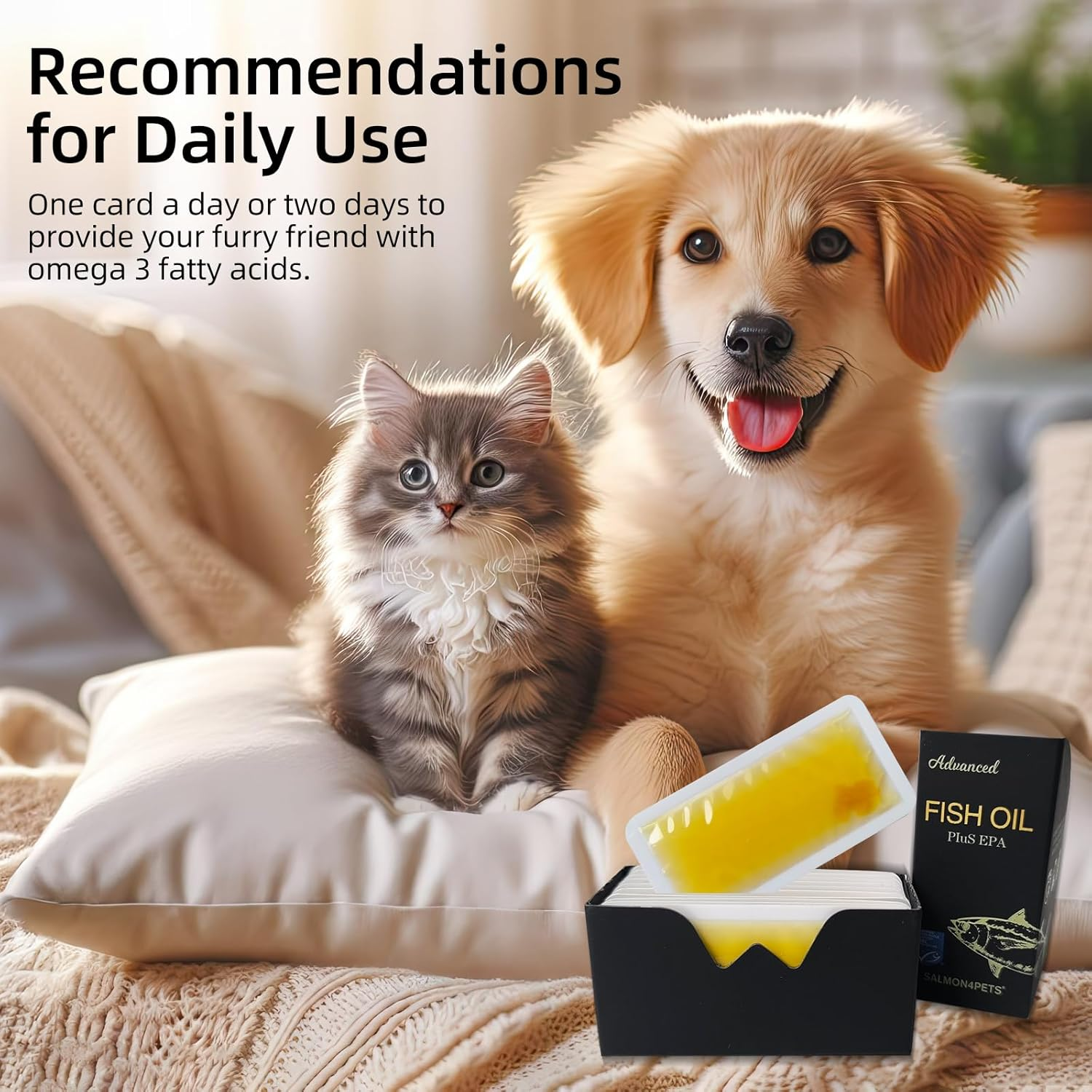 Tuna Omega 3 Fish Oil for Dogs and Cats, Better than Salmon Fish Oil, Omega 3 Fatty Acids EPA & DHA for Pets, Promoting Skin and Coat Health, 10 Cards of Fish Oil per Box image number 3