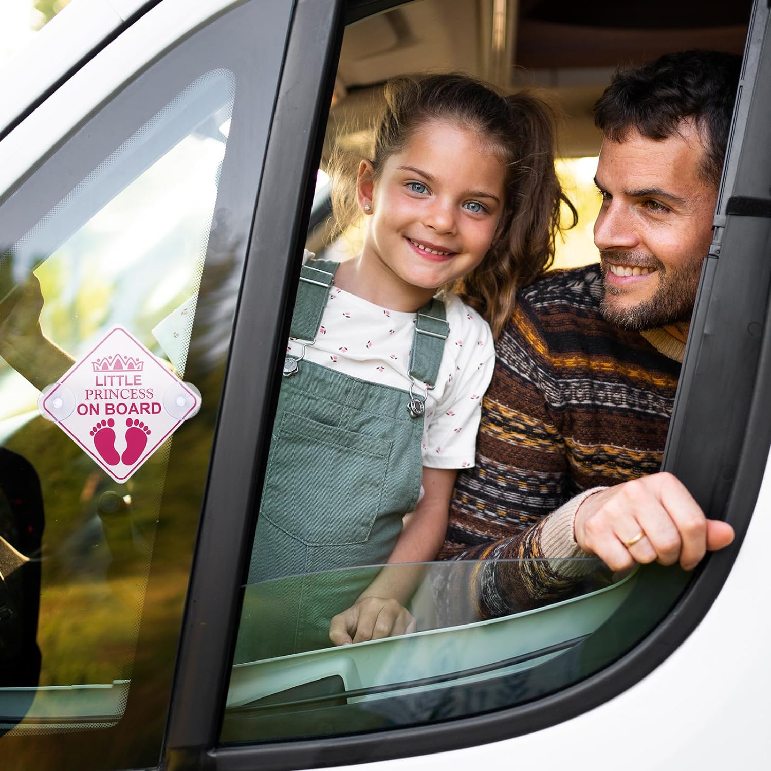 Amabro Little Princess on Board Warning Signs, 2Pcs 5" X 5" Safety Car Bumper Sticker with Double Suction Cups, Reusable Baby in Car Decal, Pink image number 6