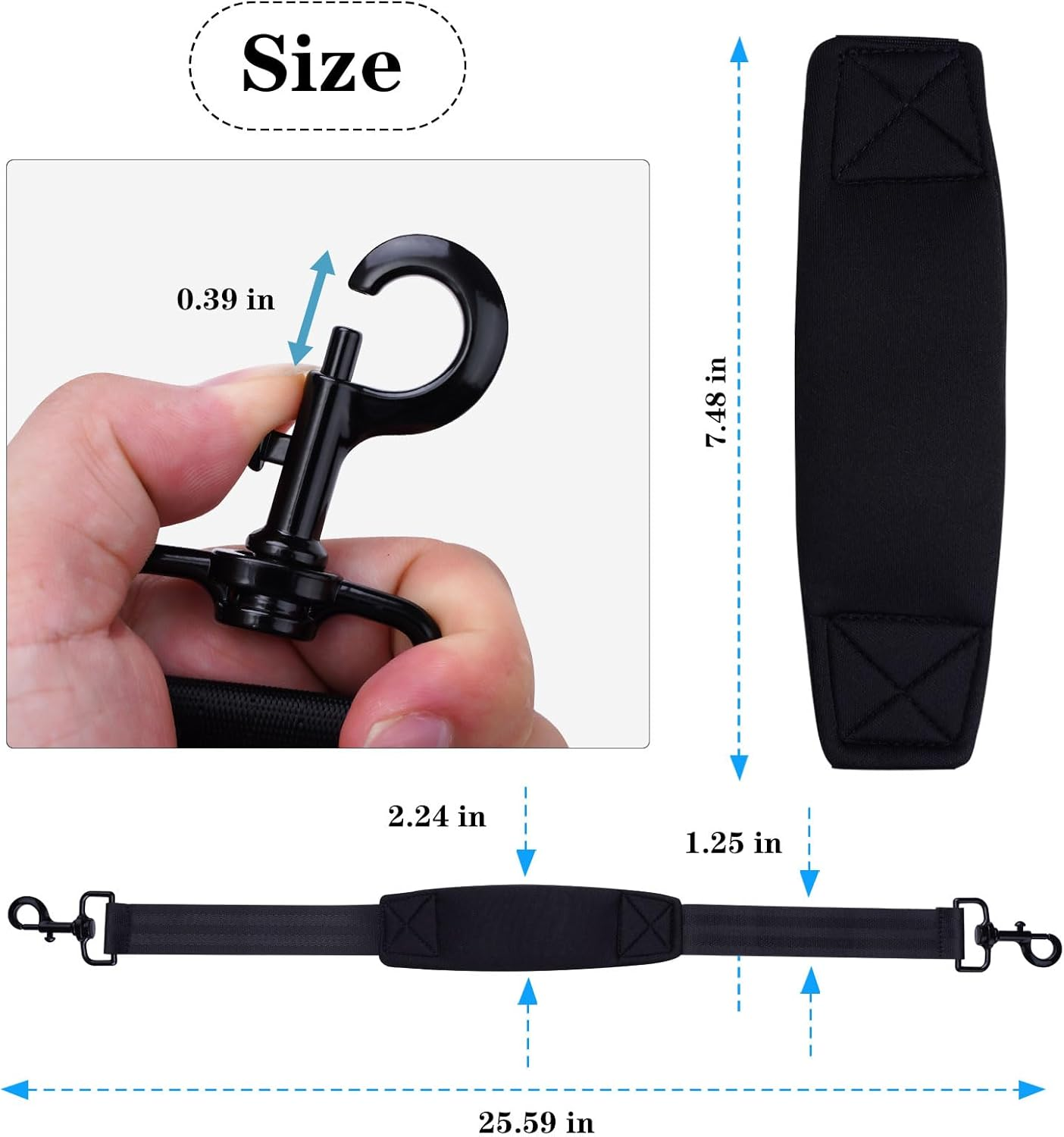 CSDWELL Stroller Straps for Babyzen Yoyo,Yoy2,Yoy3,Yoya,Yuyu,Stroller Carry Strap Deal for Parents, Airplane Travel,Outdoor,Rv Travel, (Black), Black image number 4