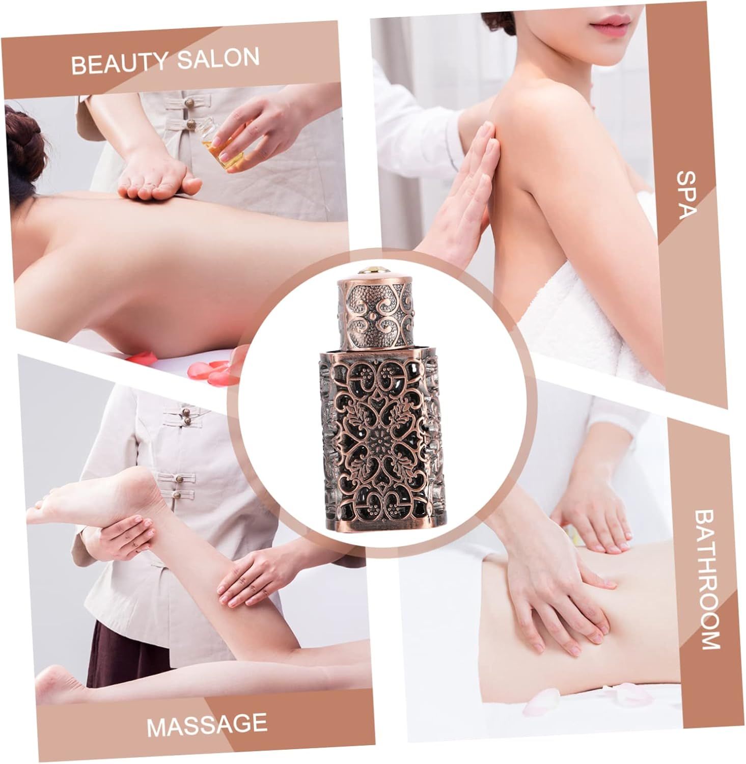 2Pcs Hollow Flower Engraving Perfume Bottle 3Ml Essential Oil Dispenser Metal Glass Travel Spray Bottle image number 1