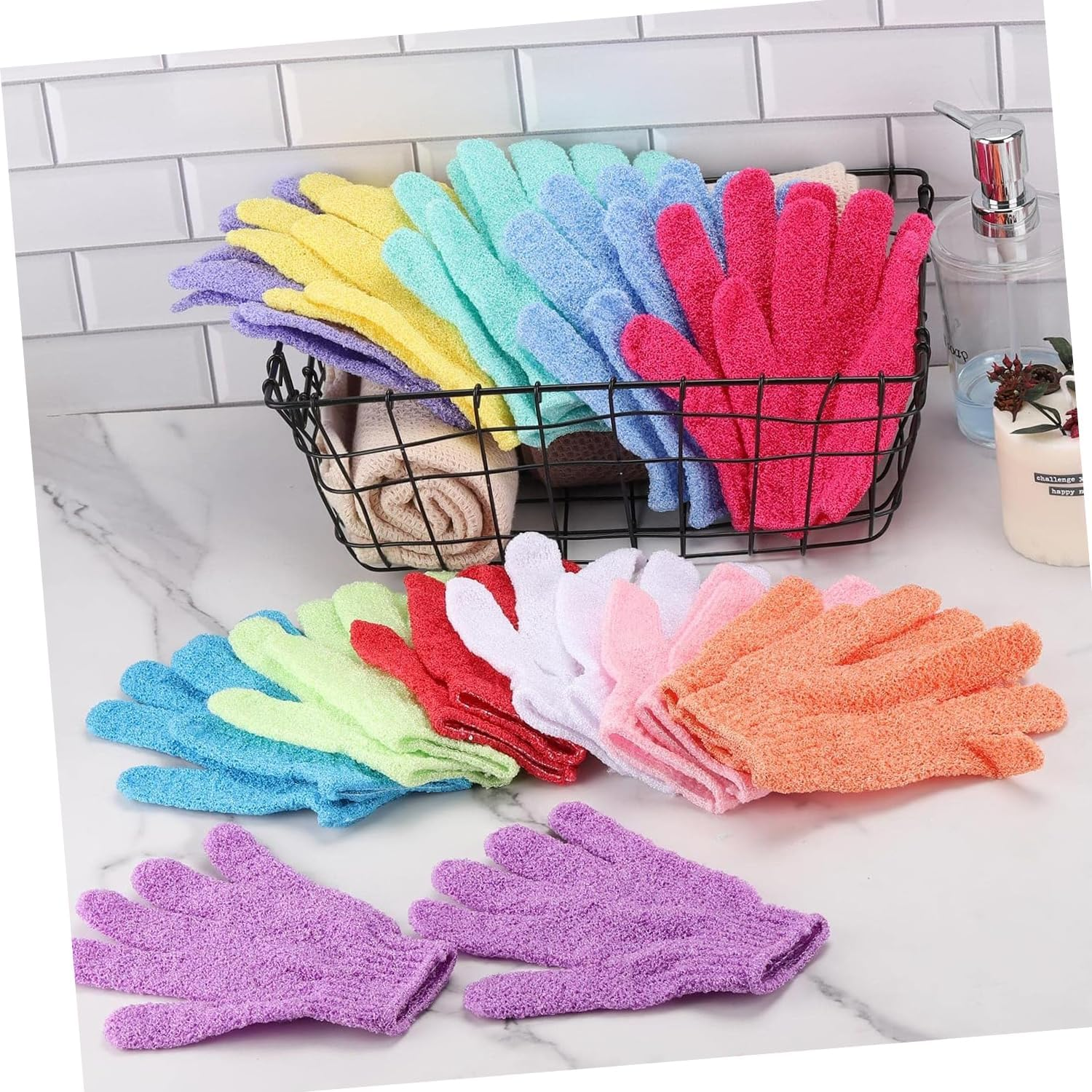 WEZCHUGHAOL 12 Pairs Exfoliating Gloves for Shower & Spa - Body Scrubber Loofah Gloves, Dead Skin Cell Remover for Full Body Hand Exfoliation, Massage and Gentle Cleansing image number 3