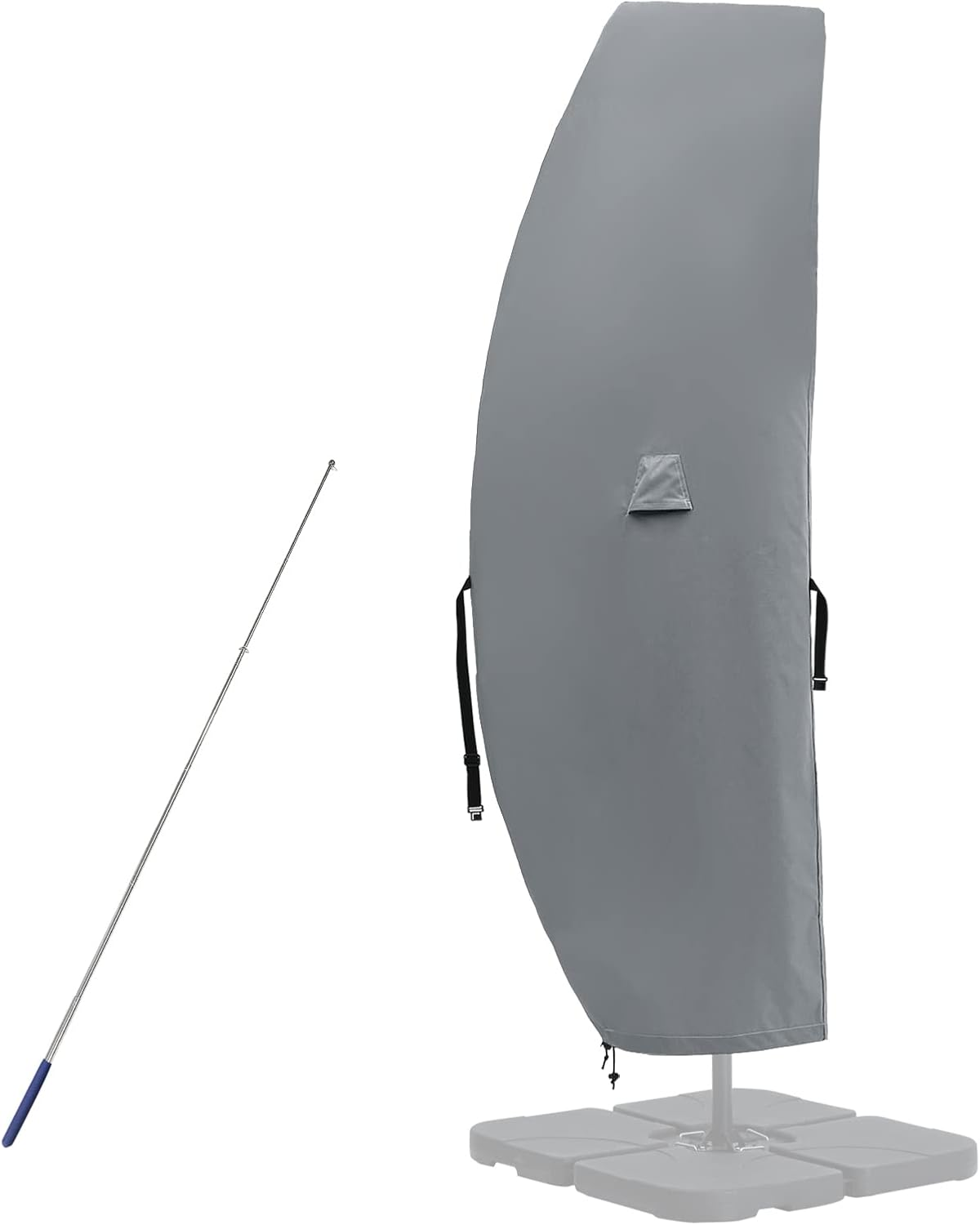 COOSHADE 600D Patio Umbrella Parasol Cover Waterproof Outdoor Anti-Uv Protective Cover with Zipper Fits Cantilever Offset Umbrella 7.5-15 Feet, Grey, (XJSSZUS-1) image number 2