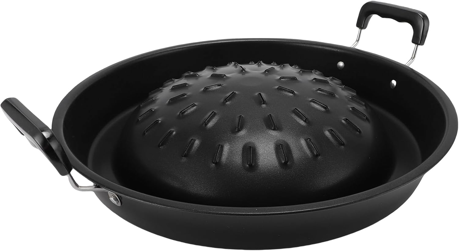 Thai Korean BBQ Grill Pan, 2 in 1 Aluminum Hot Pot Grill Charcoal Pan, Non Stick Thai Lao Korean BBQ Grill Topper, Barbecue Grill Plate for Shabu Vegetable Egg Pork (30Cm/11.81In Original Color)