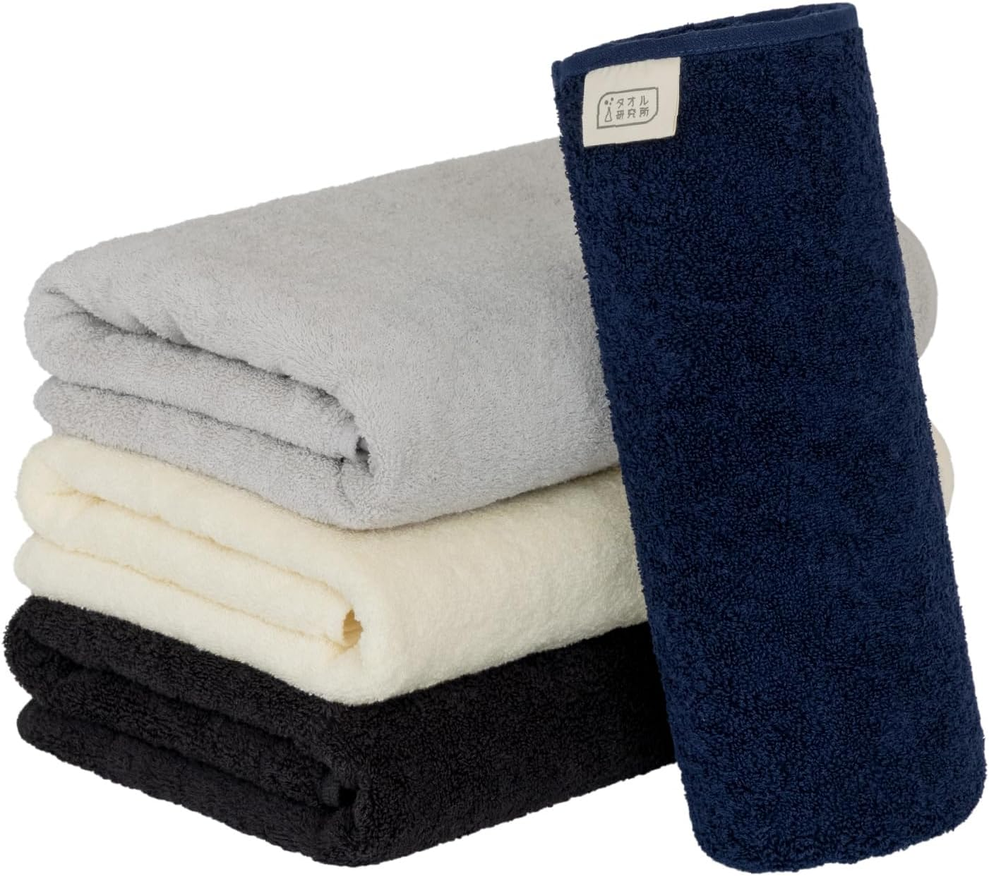 Towel Laboratory, Everyday Simple, #001, Bath Towels, Set of 4, Fast Absorbent, Quick Drying, 100% Cotton, Durable, Less Pilling (Family Pack/Different Colors for Families) Japan Technology