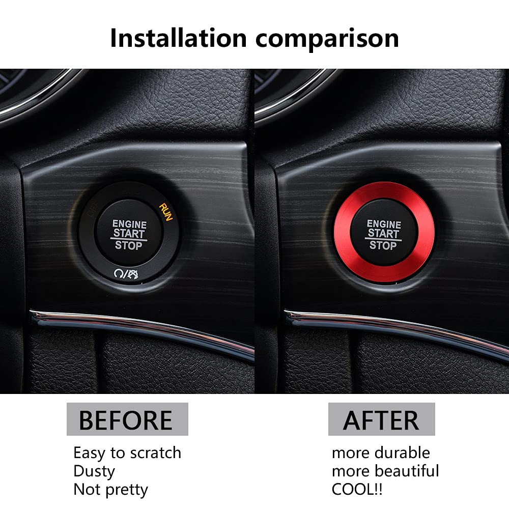 Push Start Button Cover Ring Fit for Jeep Cherokee/Grand Cherokee 2014-2021 Car Accessories Interior Red Decoration Stickers image number 3