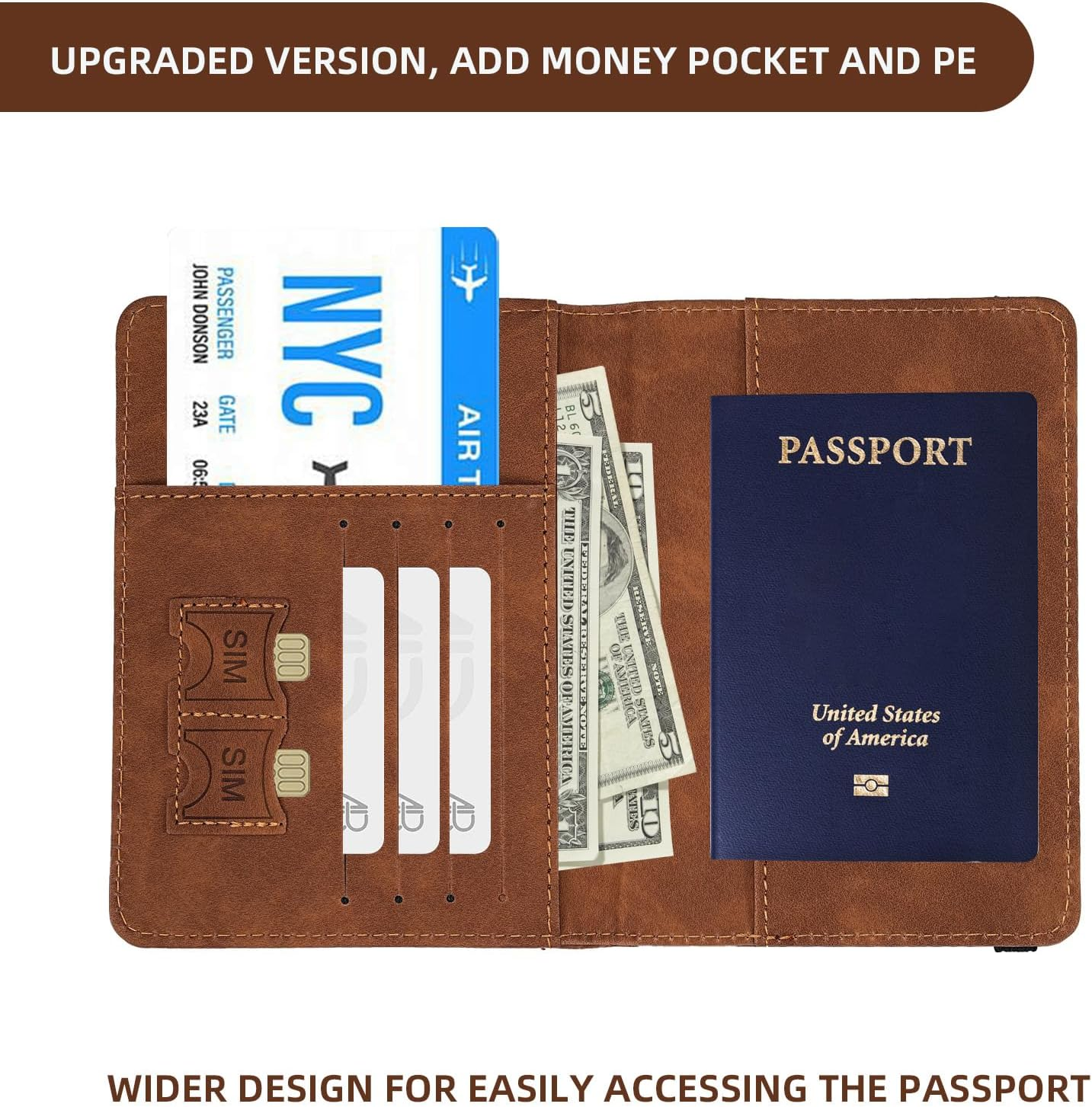 Passport Holder with Luggage Tag Set. Passport Cover and Initial Luggage Tag Set, Passport Holder for Travel and Suitcase Tags, Leather Passport Holder Cover Wallet Travel (Light Blue) image number 4