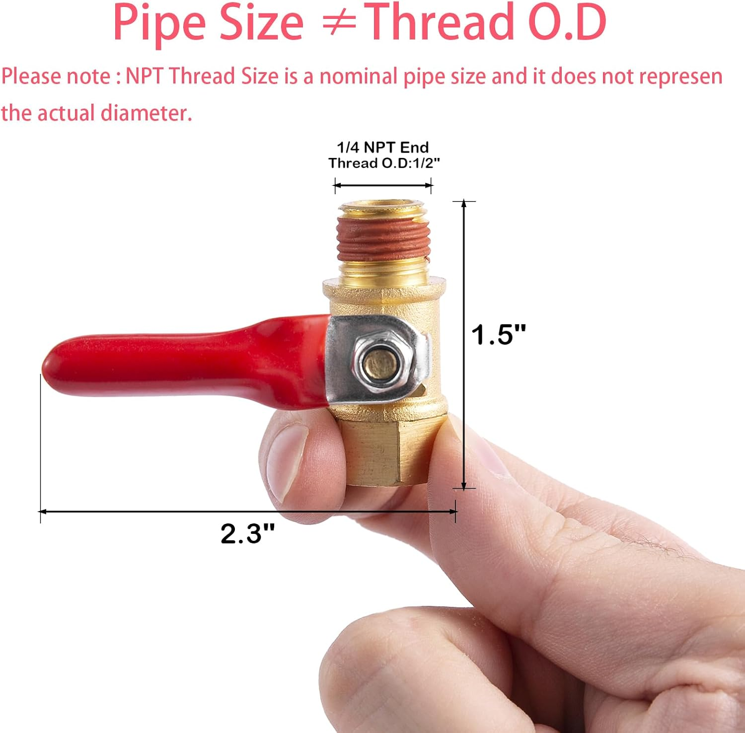 BILAL 2 Pack 1/4" Heavy Duty Air Compressor Brass Ball Valve Shut off Switch, 1/4 Inch Male and Female NPT Thread Pipe Fitting image number 3