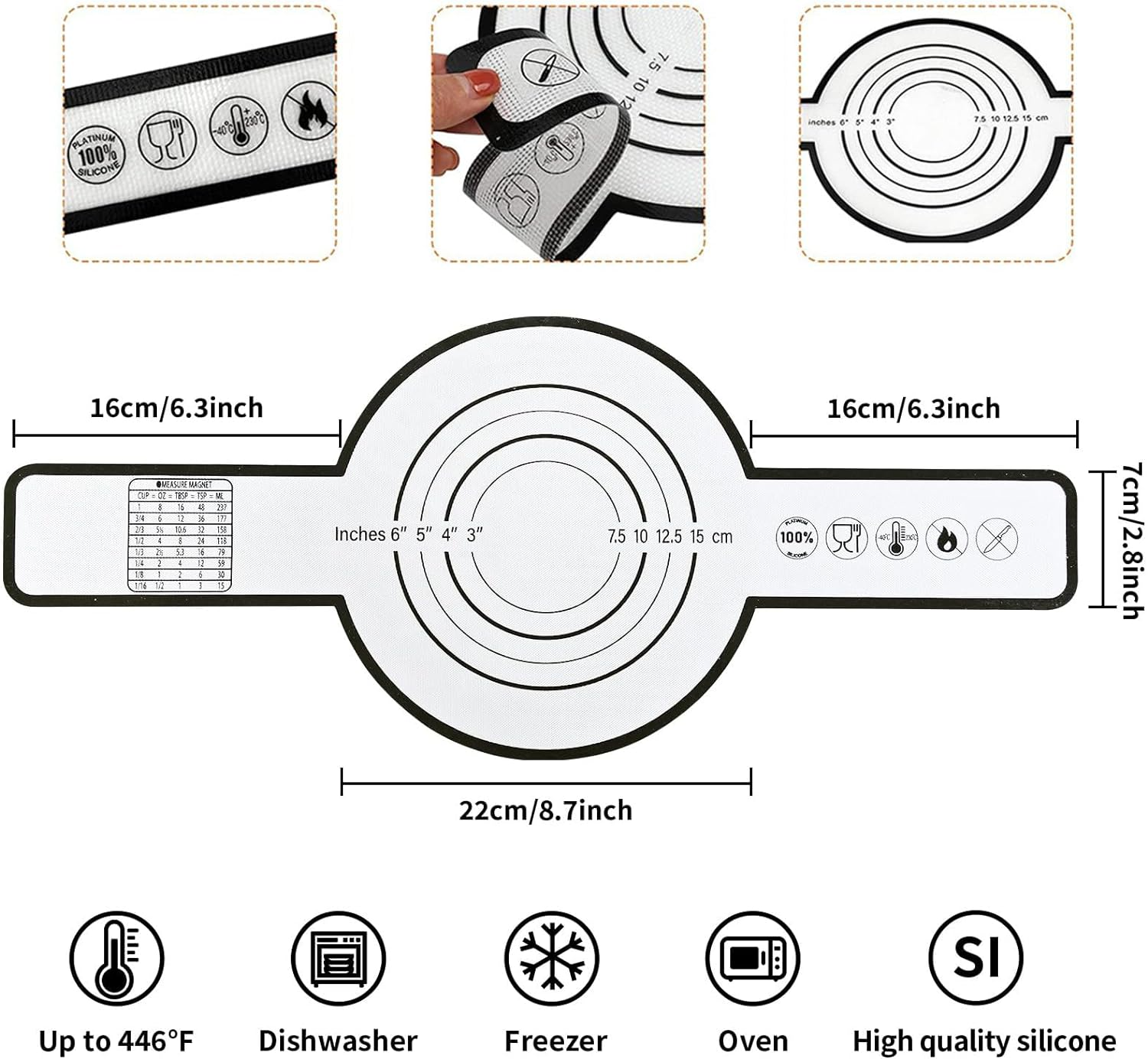 Silicone Bread Sling for Dutch Oven, 2 PCS Non-Stick & Easy Clean Reusable Silicone Bread Baking Mats with Long Handles, Easy to Transfer Sourdough Bread - Black  Red image number 5