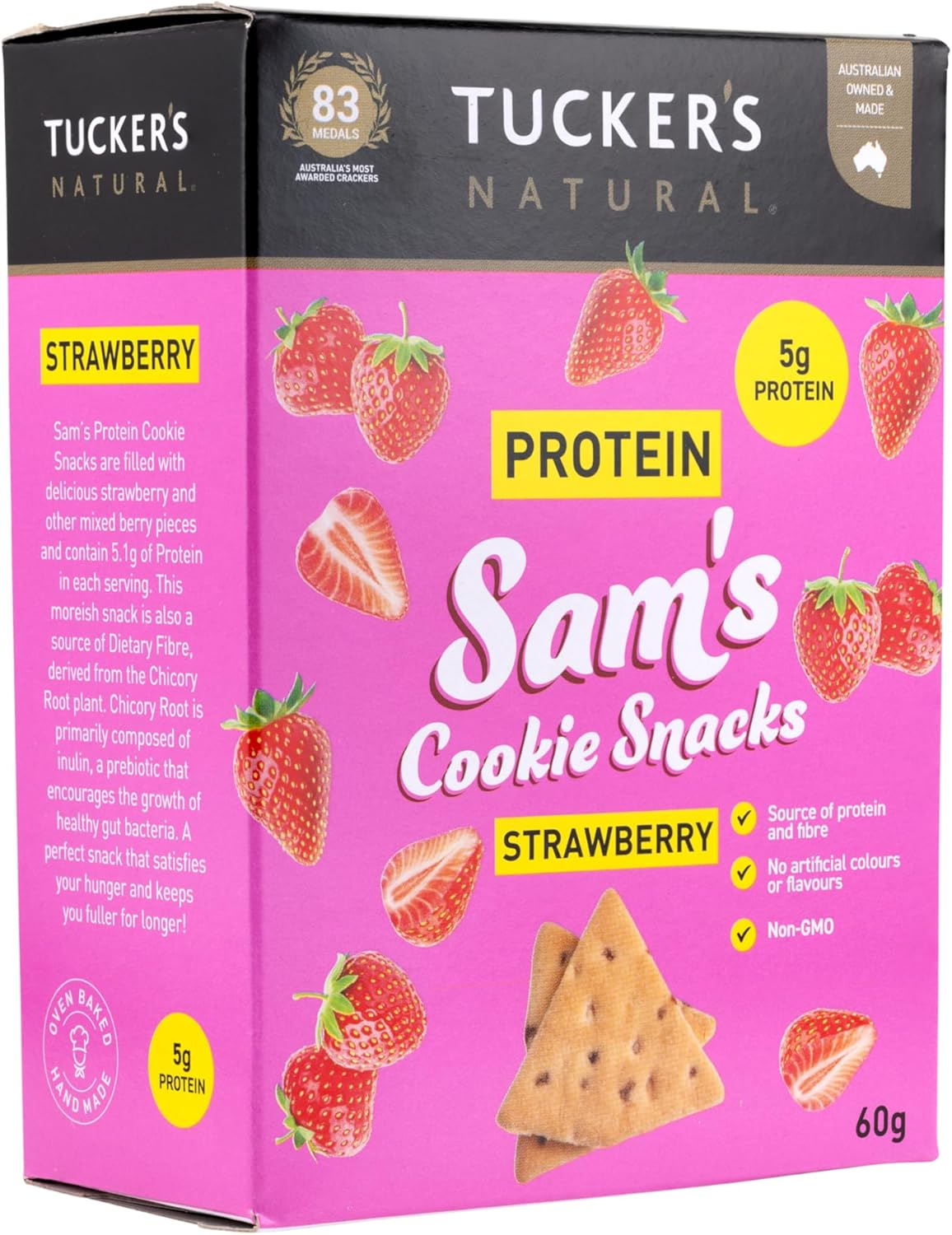 Tucker'S Natural Sam'S Protein Strawberry Flavoured Cookie Snacks 60 G image number 4