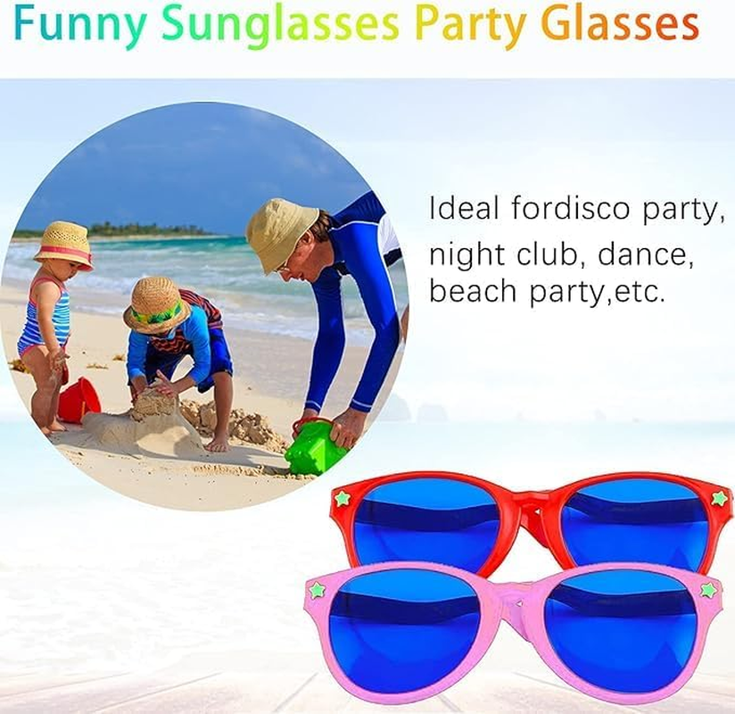 6 Pcs Jumbo Plastic Sunglasses Funny Party Glasses, Christmas Novelty Party Sunglasses for Festival Supplies Birthday Party Accessories, Beach Party Glasses for Childen & Adults image number 5