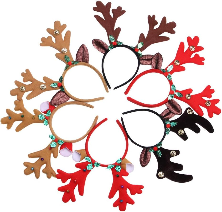 Reindeer Antlers Headband Christmas and Easter Party Headbands Deer Antlers Headband with Bells Cute Reindeer Ears Headband
