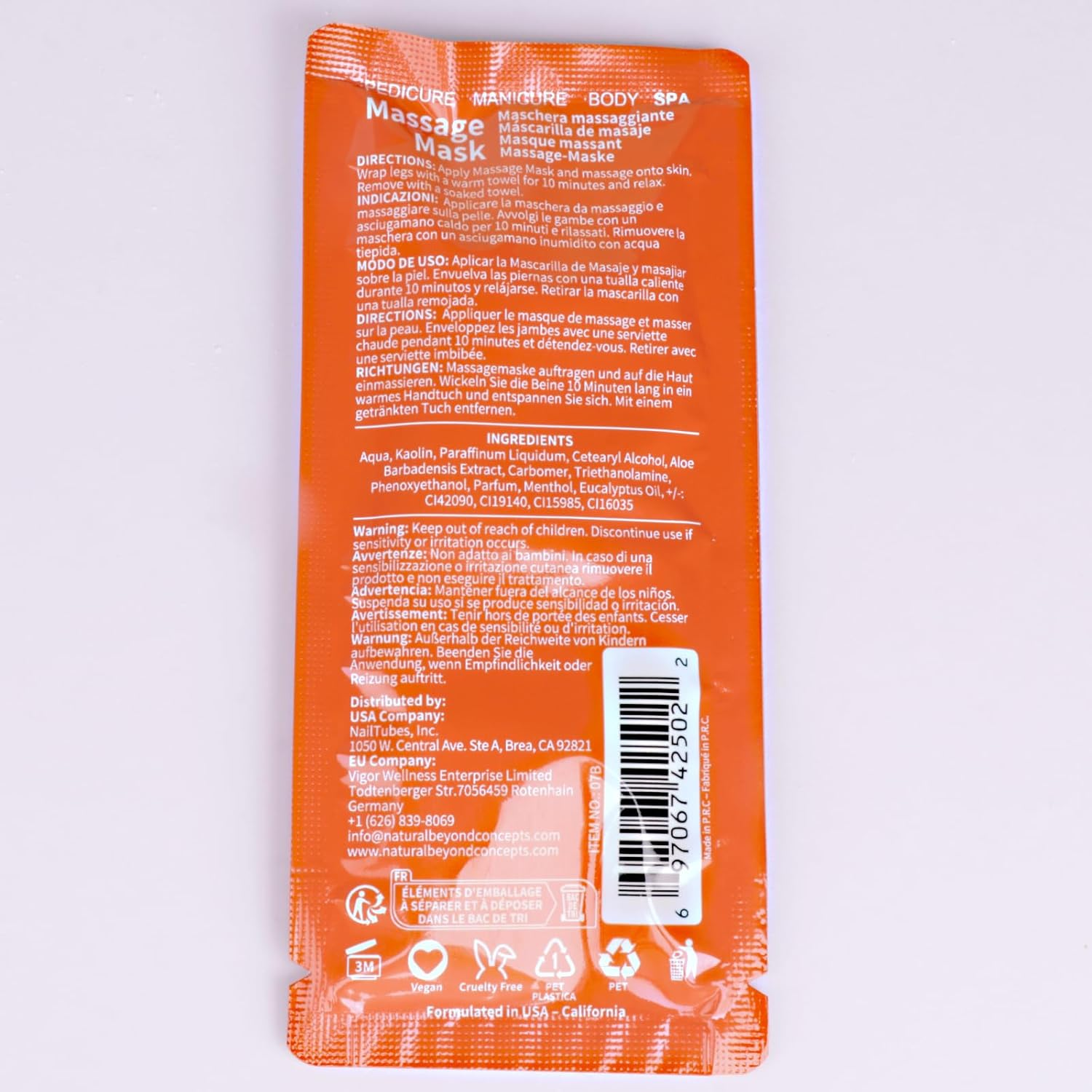 Nbc Beautilab Pedicure Kit Foot Soak Set: Bubble Salt, Sugar Scrub, Massage Mask, Massage Lotion in a Box, 4 Step Foot Spa Kit for Dry Feet, Softens Calluses, Soothes Sore and Tired Feet (Mango)